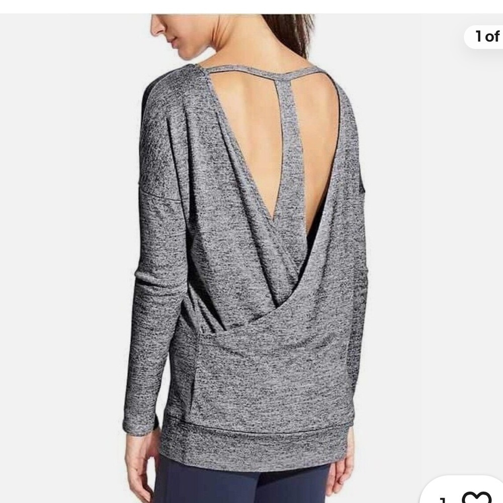 Athleta Heather Gray pose Layered t shape back top size S NWT